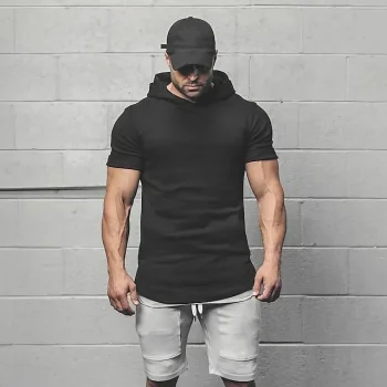 Men's T shirt Tee Plain Hooded Casual Holiday Short Sleeve Clothing Apparel Cotton Sports Fashion Lightweight Muscle