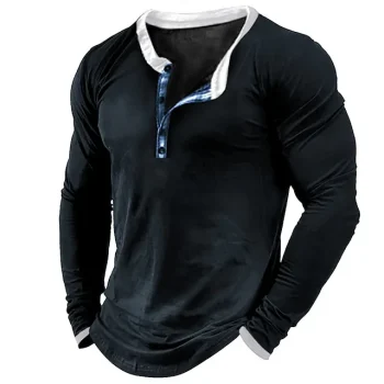 Men's T shirt Tee Henley Shirt Long Sleeve Shirt Solid Color Henley Outdoor Casual Long Sleeve Button-Down Print Clothing Apparel Lightweight Breathable Big and Tall