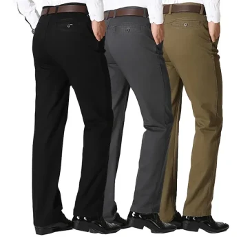 Men's Dress Pants Trousers Pocket Straight Leg Plain Breathable Soft Wedding Business Daily 100% Cotton Streetwear Stylish Gray Green Black High Waist Micro-elastic