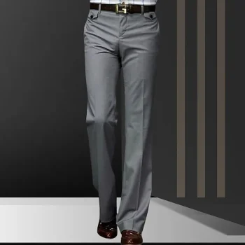 Men's Dress Pants Flared Pants Bell Bottom Trousers Pocket Straight Leg Solid Colored Comfort Wedding Office Business Streetwear Retro Black Grey Micro-elastic