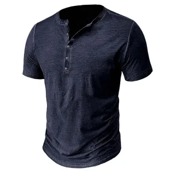 Men's T shirt Tee Henley Shirt Tee Top Plain Henley Street Vacation Short Sleeves Clothing Apparel Fashion Designer Basic