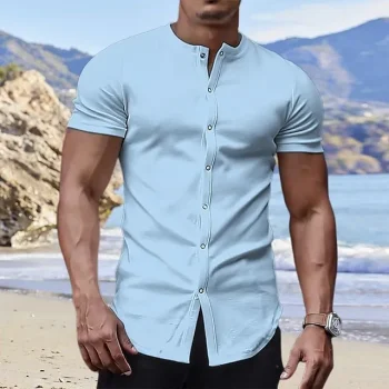 Men's T shirt Tee Tee Top Plain V Neck Street Vacation Short Sleeves Clothing Apparel Fashion Designer Basic