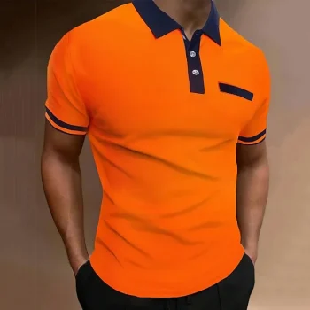 Men's Button Up Polos Polo Shirt Casual Holiday Lapel Short Sleeve Fashion Basic Plain Classic Summer Regular Fit White Pink Orange khaki Button Up Polos