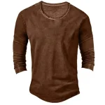 Men's T shirt Tee Henley Shirt Tee Top Long Sleeve Shirt Plain Henley Street Vacation Long Sleeve Clothing Apparel Vintage Fashion Basic