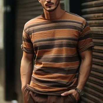 Men's T shirt Tee Tee Top Stripes Crew Neck Street Vacation Short Sleeves Clothing Apparel Fashion Designer Basic