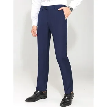 Men's Dress Pants Trousers Suit Pants Pocket Plain Comfort Breathable Outdoor Daily Going out Fashion Casual Black Royal Blue