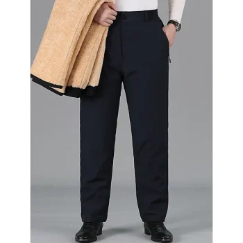 Men's Sherpa Dress Pants Winter Pants Trousers Suit Pants Pocket Plain Comfort Breathable Outdoor Daily Going out Fashion Casual Black Deep Blue