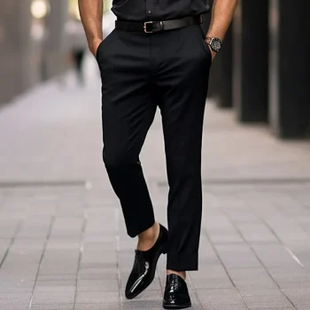 Men's Dress Pants Trousers Suit Pants Pocket Straight Leg Plain Comfort Breathable Outdoor Daily Going out Fashion Casual Black Navy Blue