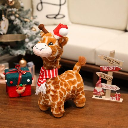 Creative Realistic Giraffe Plush - Cartoon Style Spotted Deer Stuffed Toy, Perfect Christmas Gift & Decoration for Kids
